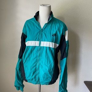 teal and navy vintage nike windbreaker